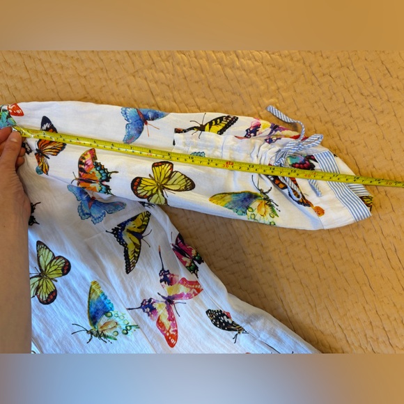 John Mark Butterfly Print Wire Collar 3/4 Sleeve Button Front Tunic, S, EUC! - Picture 5 of 9